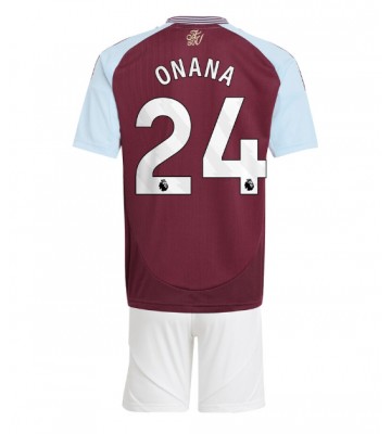 Aston Villa Amadou Onana #24 Hemmakläder Barn 2024-25 Kortärmad (+ Korta byxor)
